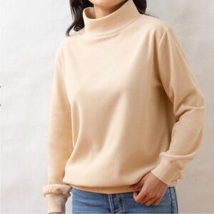 DUDLEY STEPHENS baldwin turtleneck fleece terry beige tuckernuck size XS